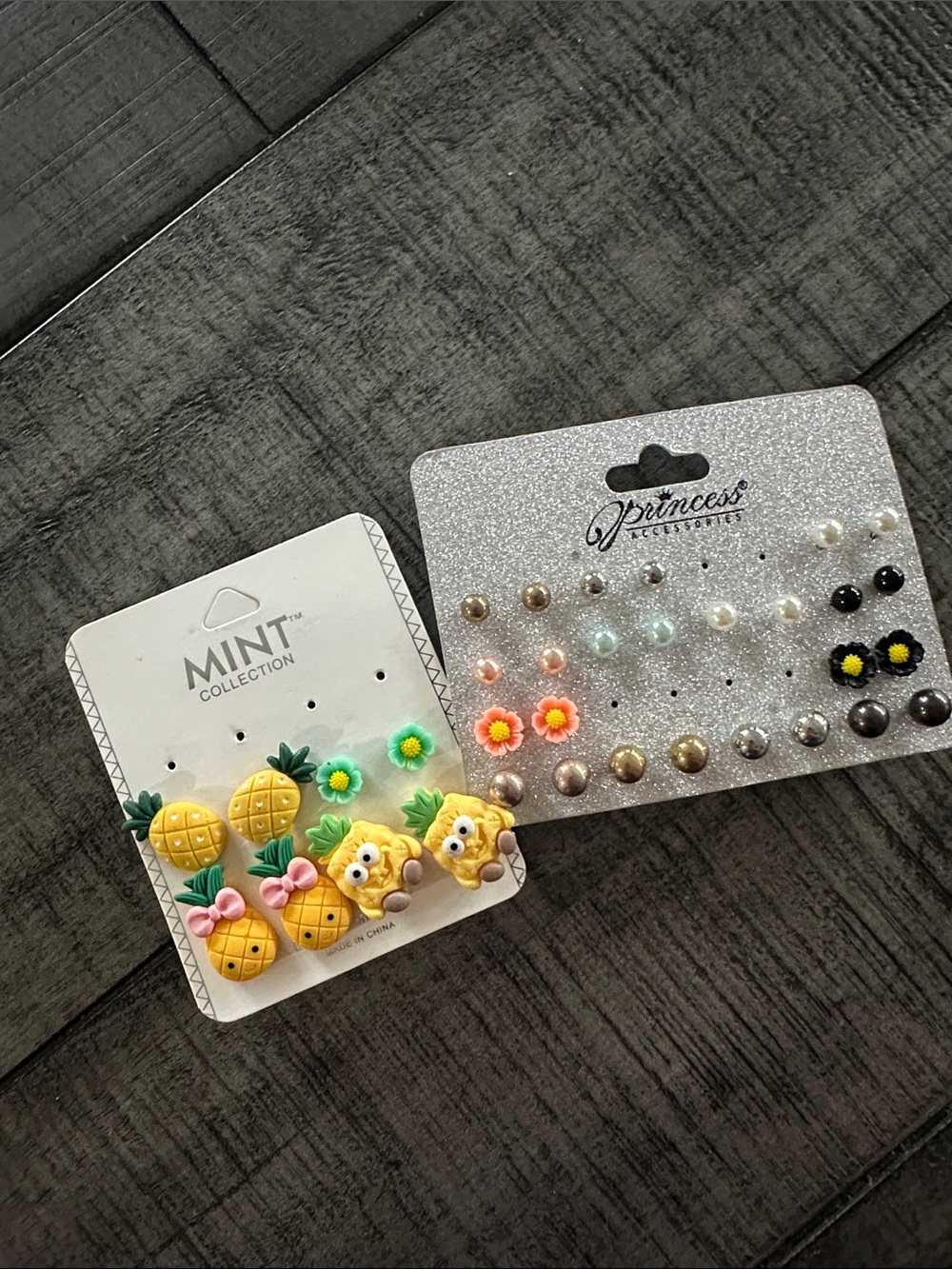 MINT Collection Yellow Pineapple & Floral Kids Earring Set